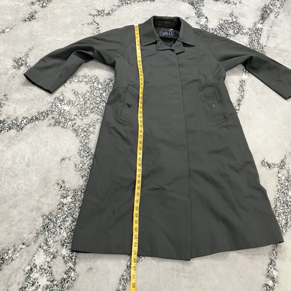 Burberrys London Womens 10 Long Rain Coat Gray Hidden Button Made In England - Picture 7 of 16